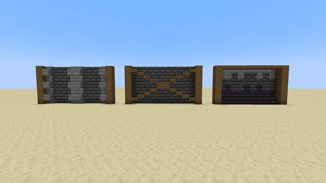 I'm gonna build a castle wall in my survival world, and im trying to decide between these three segments. which do y'all think?