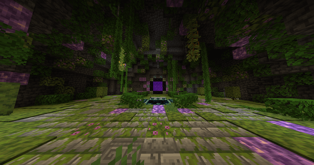 I made a pretty cool cave design today featuring our end portal!