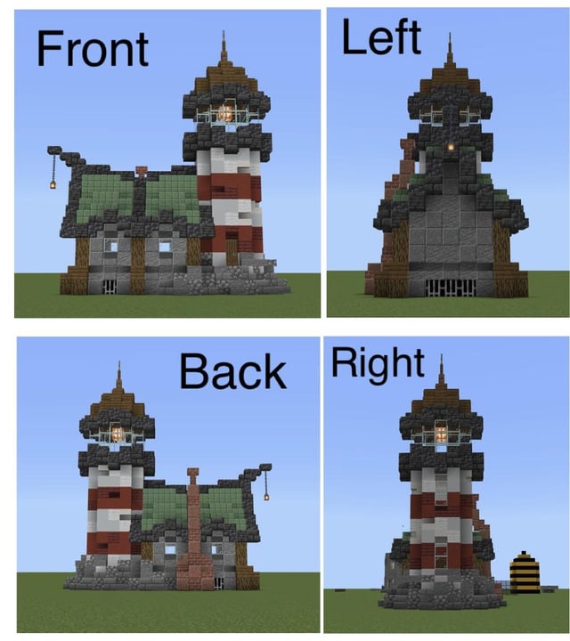 Made this lighthouse, any advice? (Particularly the copper roof I need help with, any roof block suggestions?)