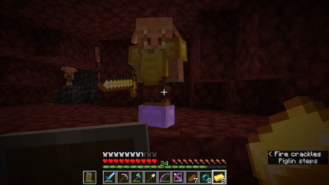 I gave this piglin a golden ingot and he threw me enchanted boots, then proceeded to take them and wear them.