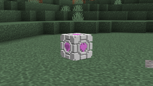 i made the companion cube in minecraft! its an entity so it walks around too