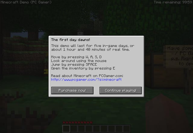 Does anyone remember the old minecraft demo back then?