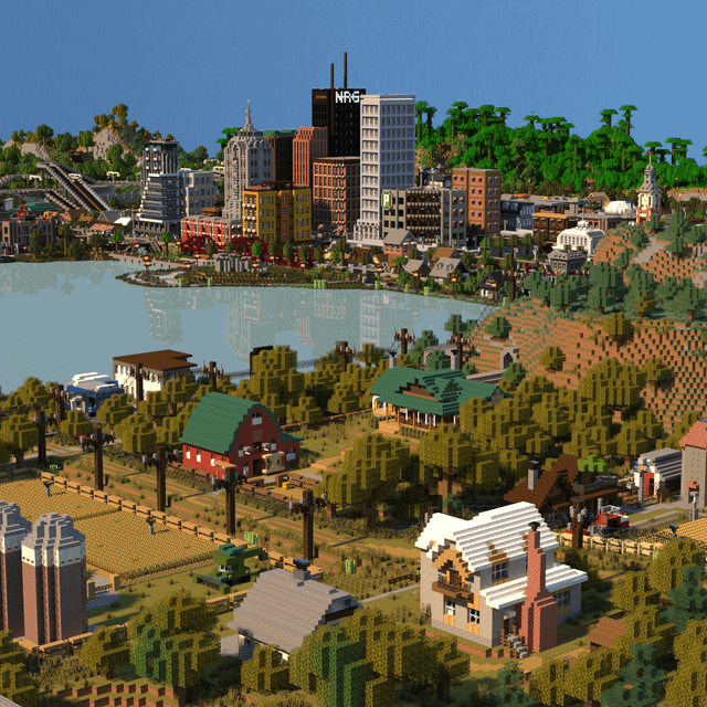 Farms & A City Skyline